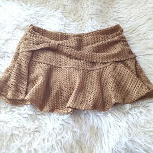 Tan Knitted Bow Skirt/Skort